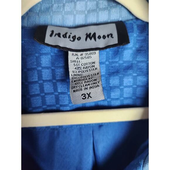 Indigo Moon Womens lined embroidered jacket sz 3X art to wear artsy boho teacher - Picture 6 of 9